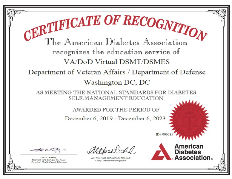ADA Certificate for the VA