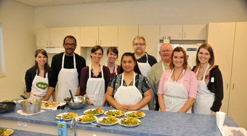 Group of Veterans and Dietitians cooking